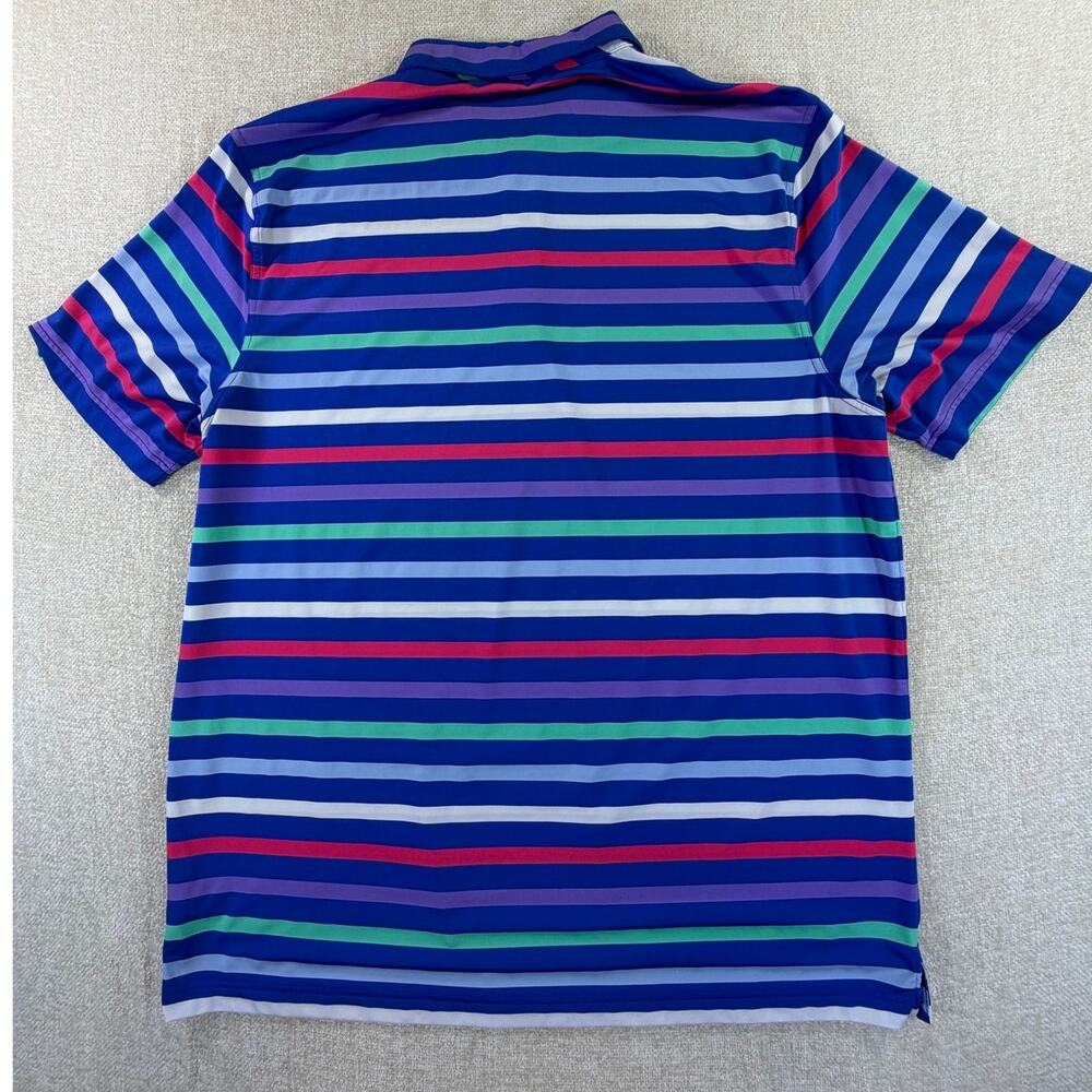 Vineyard Vines Men's XL Blue Green Striped Short Sleeve Performance Golf Polo - Picture 2 of 7